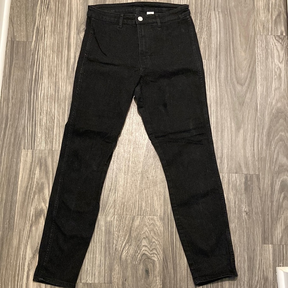 &Denim by H&M High Waist Skinny Ankle Length Black Jeans